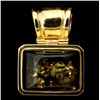 Image 1 : AMBER, 18K YELLOW GOLD REVERSABLE PENDANT.