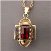 Image 1 : SYNTHETIC SAPPHIRE, 14K Y/G PENDANT-NECKLACE.