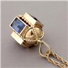 Image 4 : SYNTHETIC SAPPHIRE, 14K Y/G PENDANT-NECKLACE.