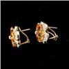 Image 3 : PAIR OF CITRINE, DIAMOND, 14K YELLOW GOLD EARRINGS.