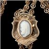 Image 2 : AGATE CAMEO, GOLD-FILLED, METAL NECKLACE.