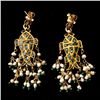 Image 1 : FRESHWATER C/P, ENAMEL, SILVER GILT EARRINGS.