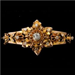 DIAMOND, 14K YELLOW GOLD BRACELET.