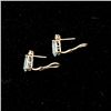 Image 3 : AQUAMARINE, DIAMOND, 14K YELLOW GOLD EARRINGS.