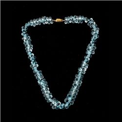 BLUE TOPAZ, 18K YELLOW GOLD NECKLACE.