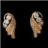 Image 1 : PAIR OF DIAMOND, 14K YELLOW GOLD EARRINGS.