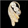Image 2 : PAIR OF DIAMOND, 14K YELLOW GOLD EARRINGS.