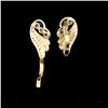 Image 4 : PAIR OF DIAMOND, 14K YELLOW GOLD EARRINGS.