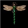 Image 1 : GLASS, ENAMEL, PEARL, 14K Y/G DRAGONFLY BROOCH.
