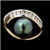 Image 1 : CULTURED PEARL, DIAMOND, 18K YELLOW GOLD RING.