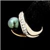 Image 2 : CULTURED PEARL, DIAMOND, 18K YELLOW GOLD RING.