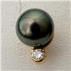 Image 2 : CULTURED PEARL, DIAMOND, 18K YELLOW GOLD EARRINGS.