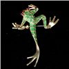 Image 1 : RUBY, ENAMEL, 14K YELLOW GOLD FROG BROOCH.