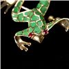 Image 2 : RUBY, ENAMEL, 14K YELLOW GOLD FROG BROOCH.
