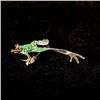 Image 3 : RUBY, ENAMEL, 14K YELLOW GOLD FROG BROOCH.