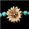 Image 3 : TURQUOISE NECKLACE W/ A RUBY, DIA., 14K Y/G CLASP.
