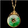 Image 1 : JADEITE, DIAMOND, 18K Y/G PENDANT-NECKLACE.