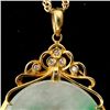 Image 2 : JADEITE, DIAMOND, 18K Y/G PENDANT-NECKLACE.