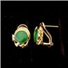 Image 2 : JADE, DIAMOND, SYN. RUBY, 14K Y/G JEWELRY SUITE.