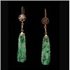 Image 1 : PAIR OF JADE, 14K YELLOW GOLD EARRINGS.