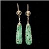 Image 4 : PAIR OF JADE, 14K YELLOW GOLD EARRINGS.