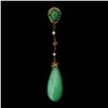 Image 1 : JADEITE, SEED PEARL, 10K YELLOW GOLD PENDANT.