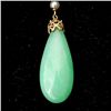 Image 3 : JADEITE, SEED PEARL, 10K YELLOW GOLD PENDANT.