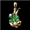 Image 1 : JADE, CULTURED PEARL, 14K Y/G PENDANT-ENHANCER.