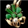 Image 2 : JADE, CULTURED PEARL, 14K Y/G PENDANT-ENHANCER.