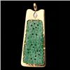 Image 1 : JADEITE, DIAMOND, 18K YELLOW GOLD PENDANT.