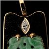 Image 2 : JADEITE, DIAMOND, 18K YELLOW GOLD PENDANT.
