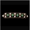 Image 1 : JADE, CULTURED PEARL, SILVER BRACELET.