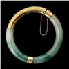 Image 1 : JADEITE, 14K Y/G HINGED BANGLE BRACELET.