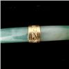 Image 4 : JADEITE, 14K Y/G HINGED BANGLE BRACELET.