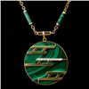 Image 1 : MALACHITE, DIAMOND, Y/G PENDANT-NECKLACE.