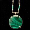 Image 4 : MALACHITE, DIAMOND, Y/G PENDANT-NECKLACE.