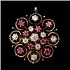 Image 1 : RUBY, DIAMOND, 14K Y/G PENDANT-BROOCH-CHATELAINE.