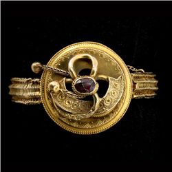 VICTORIAN GARNET, 14K YELLOW GOLD BRACELET.