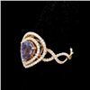 Image 2 : TANZANITE, DIAMOND, 14K YELLOW GOLD RING.