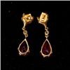Image 4 : TOURMALINE, 9K, 14K YELLOW GOLD FOX EARRINGS.