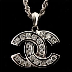 DIAMOND, 14K WHITE GOLD NECKLACE.