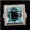 Image 1 : BLUE TOPAZ, DIAMOND, RUBY, 18K WHITE GOLD RING.