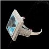 Image 2 : BLUE TOPAZ, DIAMOND, RUBY, 18K WHITE GOLD RING.