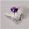Image 1 : AMETHYST, DIAMOND, 18K WHITE GOLD BEE BROOCH.