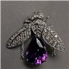 Image 3 : AMETHYST, DIAMOND, 18K WHITE GOLD BEE BROOCH.