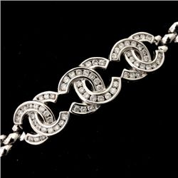 DIAMOND, 14K WHITE GOLD BRACELET.