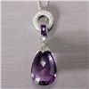 Image 1 : AMETHYST, DIAMOND, 18K W/G PENDANT-NECKLACE.