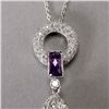 Image 2 : AMETHYST, DIAMOND, 18K W/G PENDANT-NECKLACE.