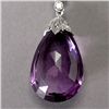 Image 3 : AMETHYST, DIAMOND, 18K W/G PENDANT-NECKLACE.