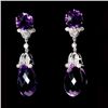 Image 1 : PAIR OF AMETHYST, DIAMOND, 14K WHITE GOLD EARRINGS.